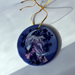Lila Måne Goddess Wiccan Triple Måne Symbol Art Julgransprydnad Keramik
