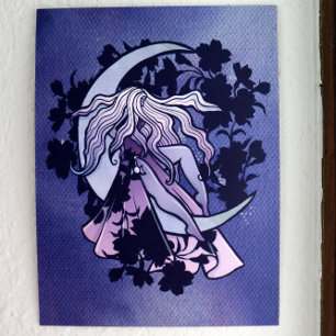 Lila Måne Goddess Wiccan Triple Måne Symbol Art Poster