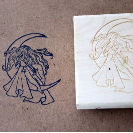 Lila Måne Goddess Wiccan Triple Måne Symbol Art Stämpel