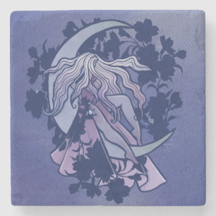 Lila Måne Goddess Wiccan Triple Måne Symbol Art Stenunderlägg