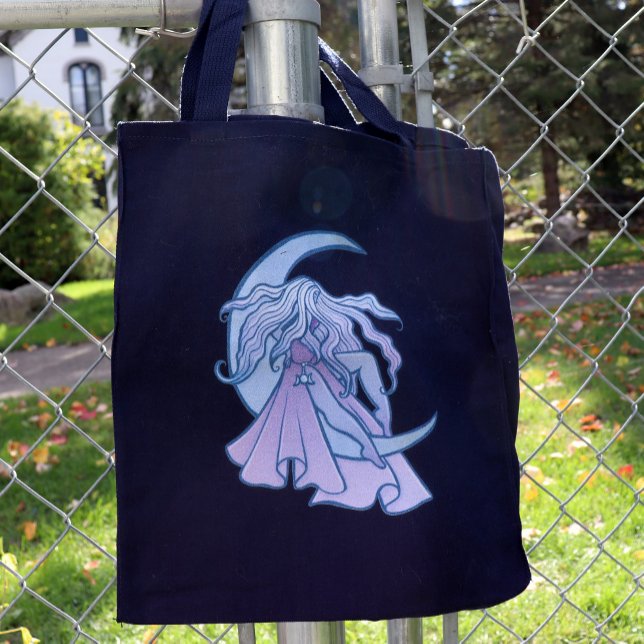 Lila Måne Goddess Wiccan Triple Måne Symbol Art Tygkasse (Skapare uppladdad)