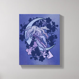 Lila Måne Goddess Wiccan Triple Måne Symbol Canvastryck