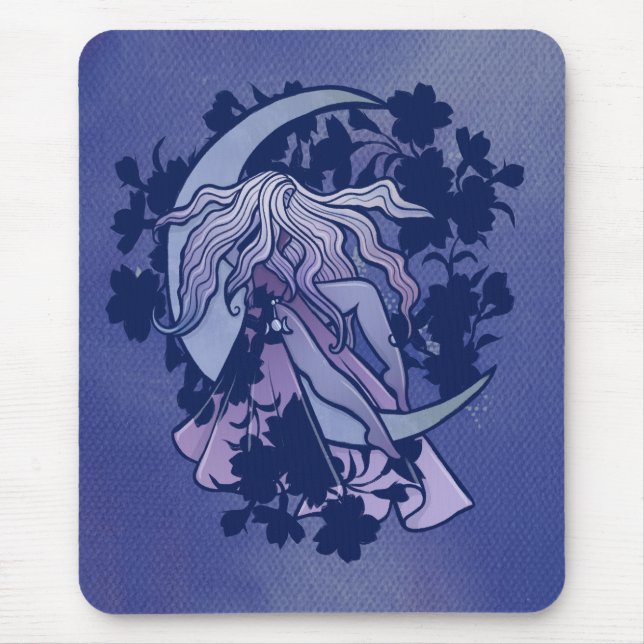 Lila Måne Goddess Wiccan Triple Måne Symbol Musmatta (Framsidan)