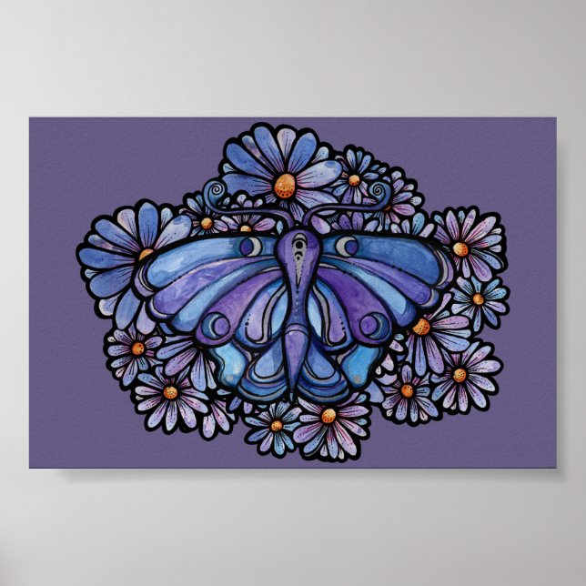 Lila Måne Moth Daisys Poster (Framsidan)