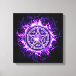 Lila Måne Pentagram Canvastryck