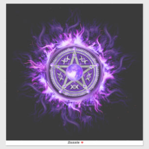 Lila Måne Pentagram Klistermärken