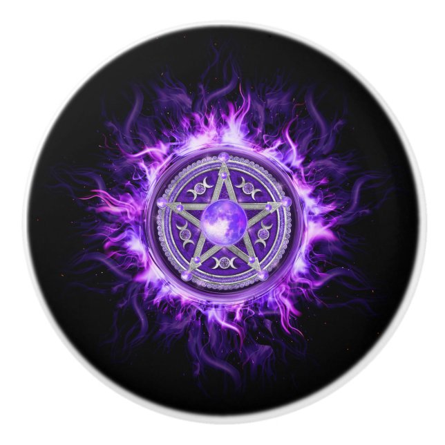 Lila Måne Pentagram Knopp (Framsidan)