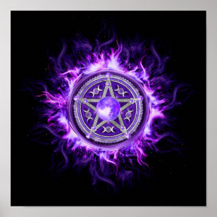 Lila Måne Pentagram Poster