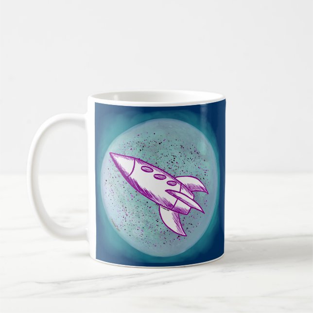 Lila Måne Rocket Kaffemugg (Vänster)