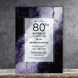 Lila Marble 80:e Födelsedagsfesten Inbjudningar