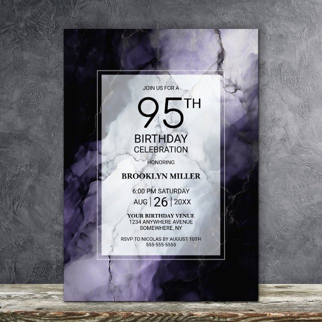 Lila Marble 95:e Födelsedagsfesten Inbjudningar (Skapare uppladdad)
