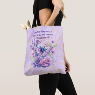Lila Marble bible Verse and Butterfly Tygkasse