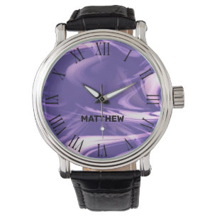 Lila Marble Coola Marcular Mönster Eget namn Armbandsur
