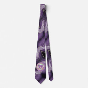 Lila Marble Faux Guld Accents Anpassningsbar Logot Slips