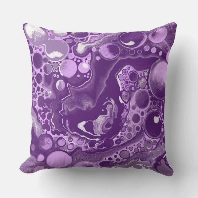 Lila Marble Fluid Art Cells Kudde (Framsida)
