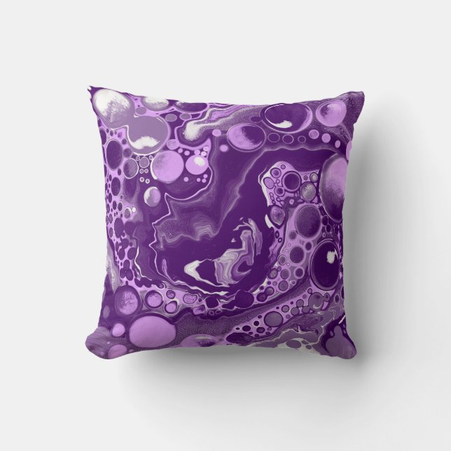 Lila Marble Fluid Art Cells Kudde (Framsida)