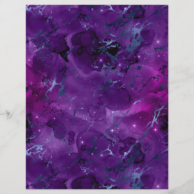 Lila Marble Galaxy Scrapbook Papprare Lakan (Baksida)