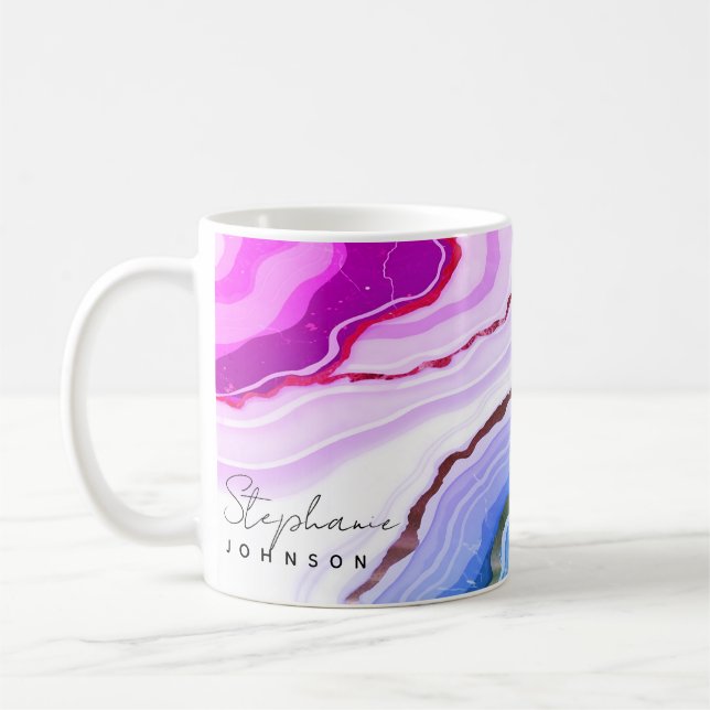 Lila Marble Mugg, Personlig mugg, eget namn Kaffemugg (Vänster)