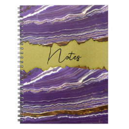 Lila Marble och Faux Guld Spiral Notebook Anteckningsbok