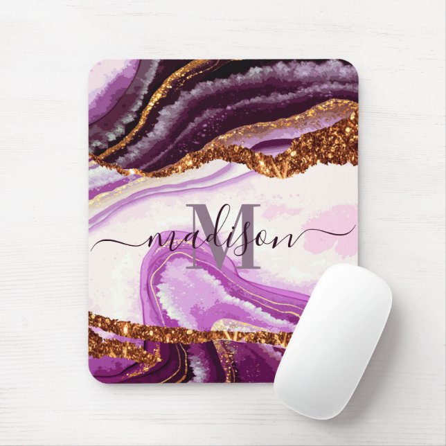 Lila Marble och Glitter Musmatta (Med mus)