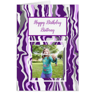 Lila Marble Photo Birthday Hälsningskort