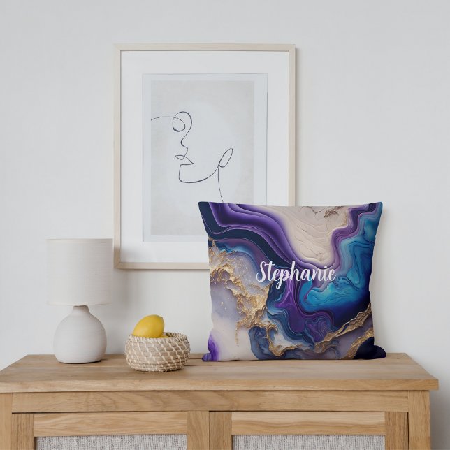 Lila Marble Ro Guld Personlig Kudde (Skapare uppladdad)