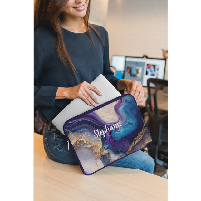 Lila Marble Ro Guld Personlig Laptop Fodral (Skapare uppladdad)