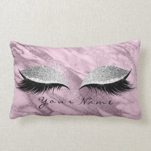 Lila Marble Silver Glitter Öga Makeup Lash Lumbarkudde