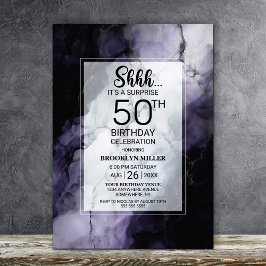 Lila Marble Surprise 50:e Födelsedagsfesten Inbjudningar