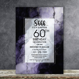 Lila Marble Surprise 60:e Födelsedagsfesten Inbjudningar