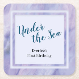 Lila Marble under Sea Underlägg Papper Kvadrat