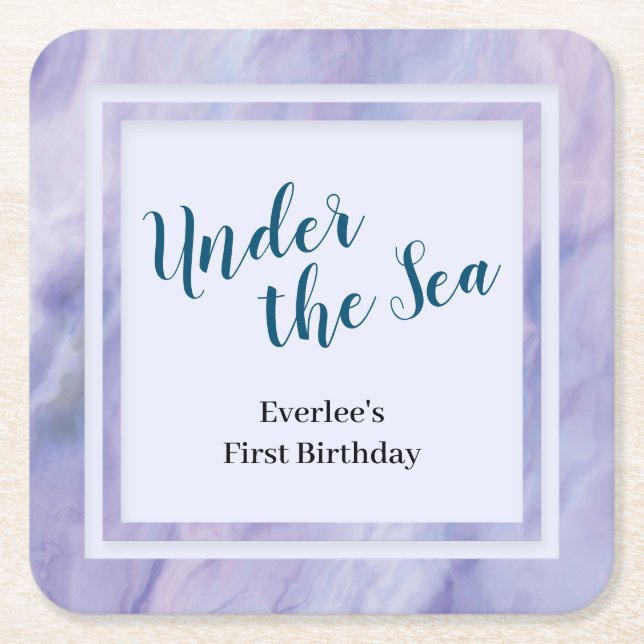 Lila Marble under Sea Underlägg Papper Kvadrat (Framsidan)