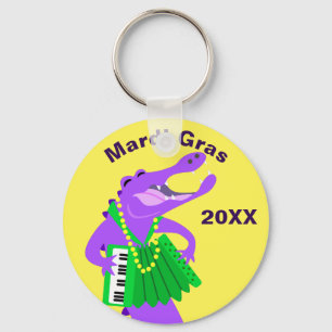 Lila Mardi Gras Gator Nyckelring