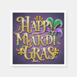 Lila Mardi Gras ’Lycklig Mardi Gras’ Pappersservett