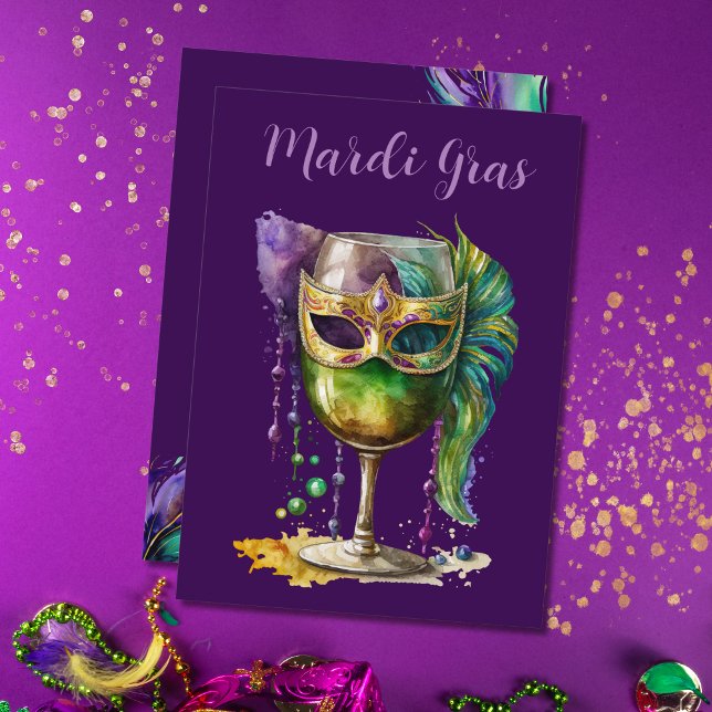 Lila Mardi Gras-mask  Inbjudningar (Skapare uppladdad)
