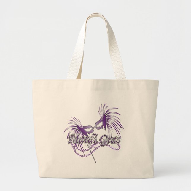 Lila Mardi Gras Mask Jumbo Tygkasse (Framsidan)