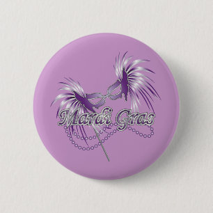 Lila Mardi Gras Mask Knapp