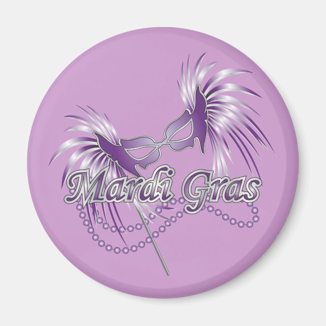 Lila Mardi Gras Mask Magnet (Framsidan)