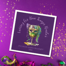 Lila Mardi Gras-mask Pappersservett