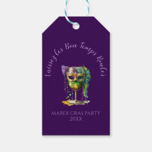 Lila Mardi Gras-mask Presentetikett