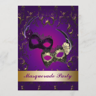 Lila Mardi Gras-maskerad inbjudan