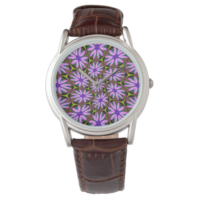 Lila Marguerite Mönster Armbandsur (Framsida)