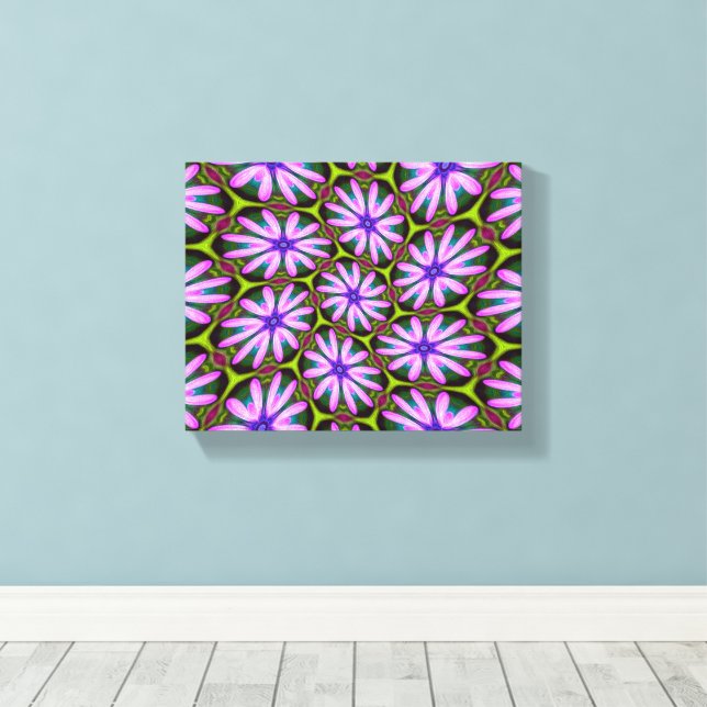 Lila Marguerite Mönster Canvastryck (Insitu (trägolv))