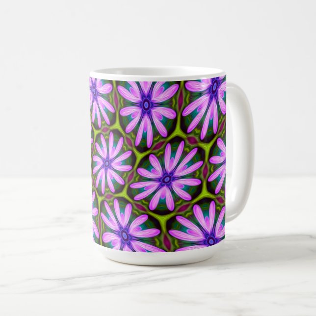 Lila Marguerite Mönster Kaffemugg (Framsida höger)