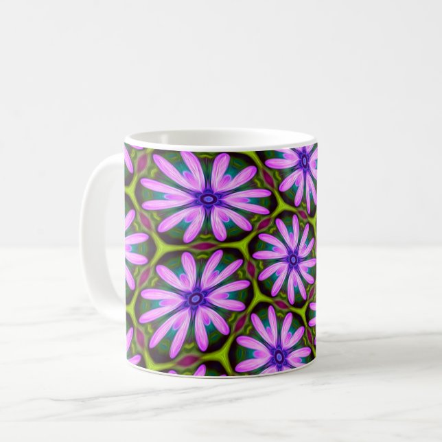 Lila Marguerite Mönster Kaffemugg (Framsida vänster)