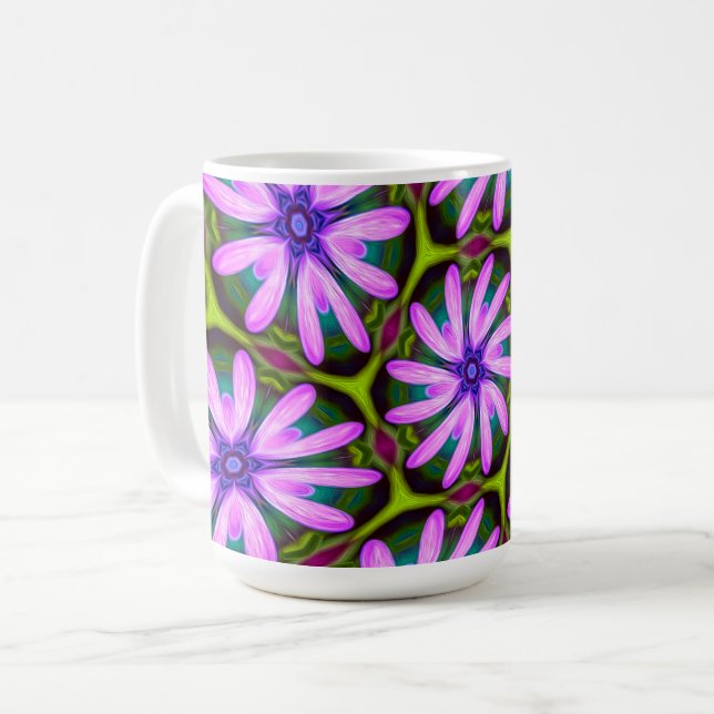 Lila Marguerite Mönster Kaffemugg (Framsida vänster)