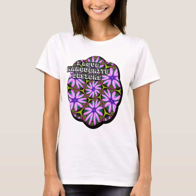 Lila Marguerite Mönster T Shirt (Framsida)