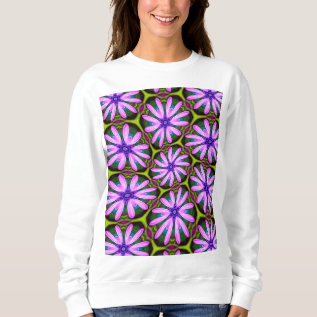 Lila Marguerite Mönster T Shirt (Framsida)