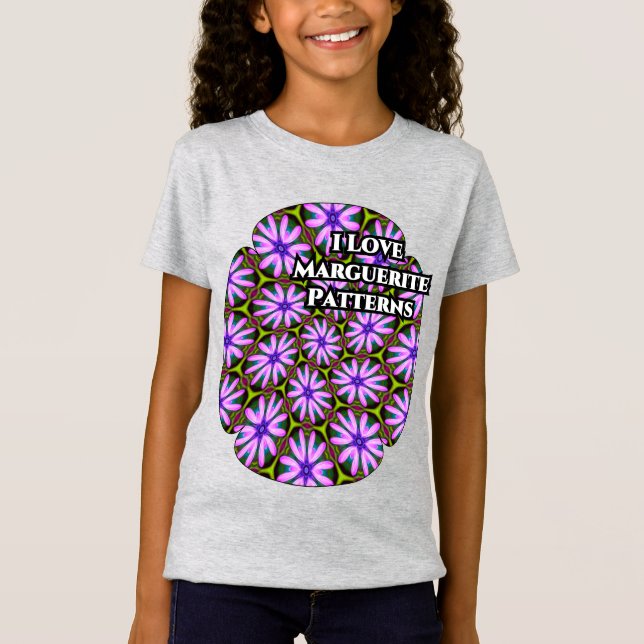 Lila Marguerite Mönster T Shirt (Framsida)