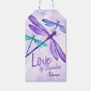 Lila, Märkre av blåturkos Dragonfly Gift Presentetikett